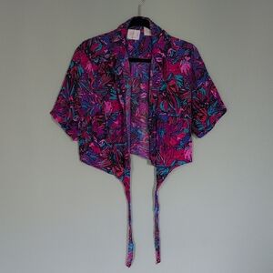 Floral Women's Top - Multicolor - 100% Silk